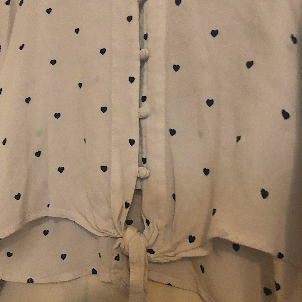 Rails Heart Print Button Down Cropped Blouse Size… - image 6
